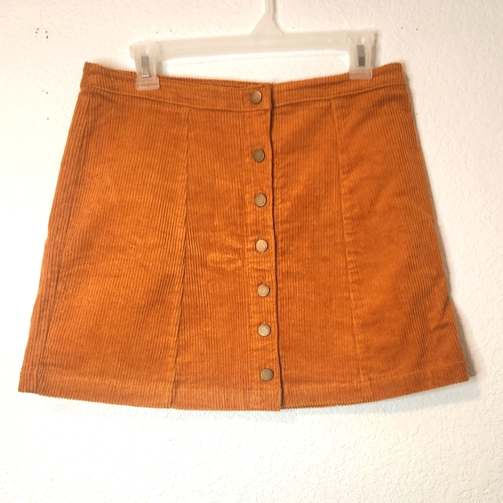 Forever 21 Orange Corduroy Mini Skirt, Size L